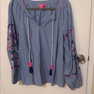 Embroidered Lilly Pulitzer Blue Blouse